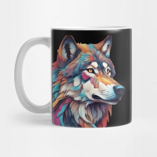 Surrealism art style of a Timber Wolf Mug